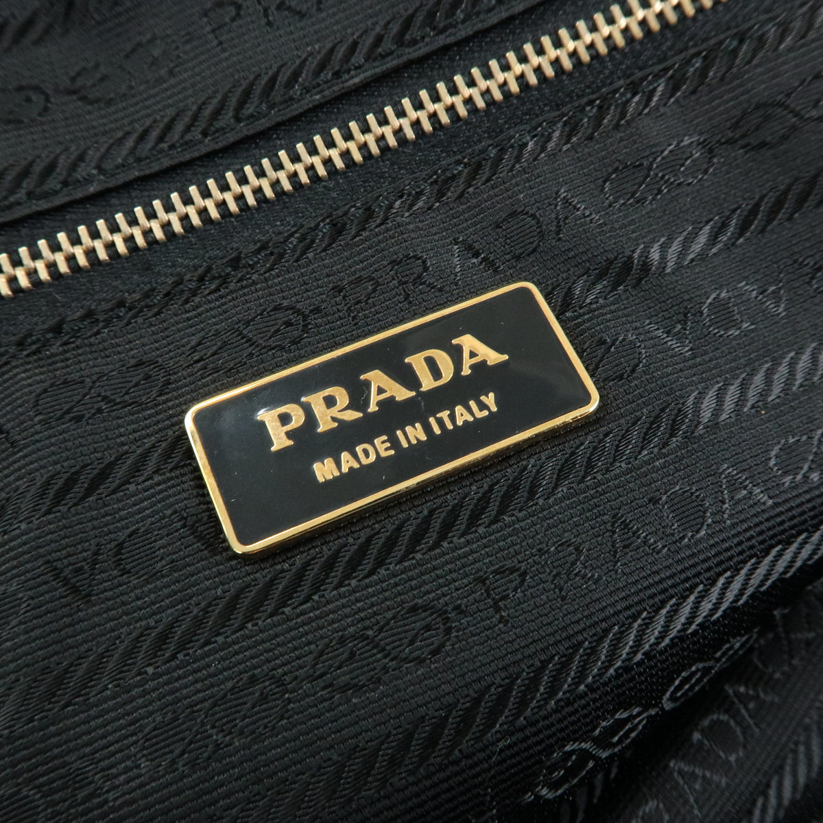 PRADA Triangle Log Nylon Leather Shoulder Bag Hand Bag Black