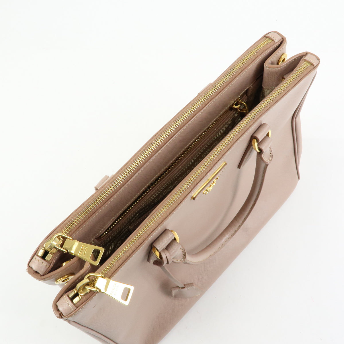 PRADA Triagnle Logo Galleria Saffiano Leather 2WAY Hand Bag Pink BN2274