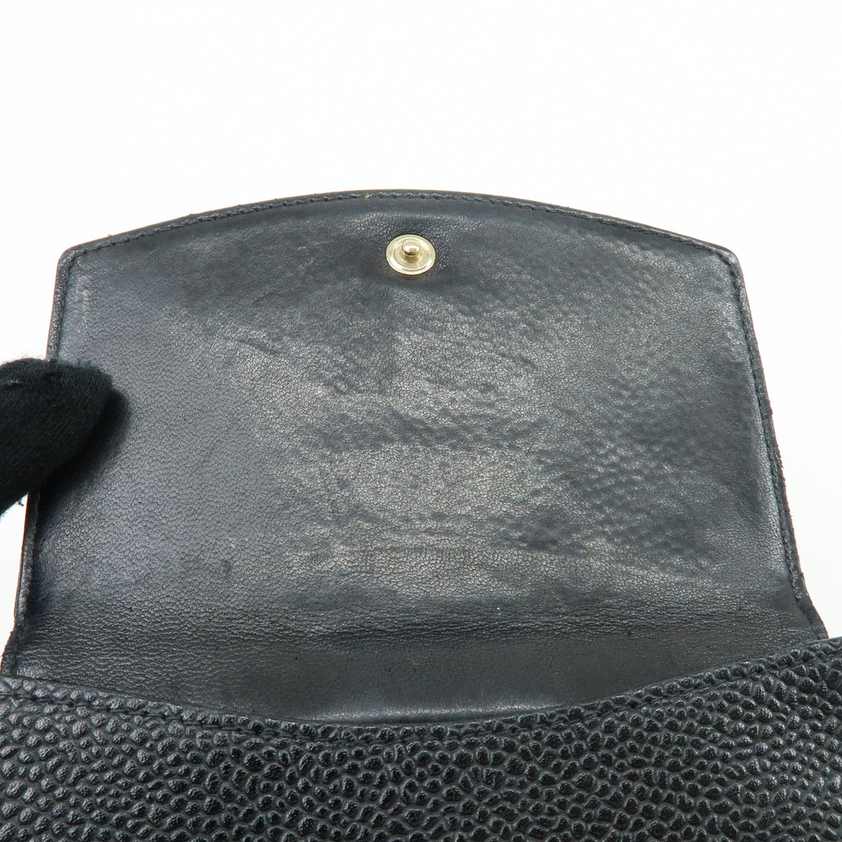CHANEL COCO Mark Caviarskin Compact Wallet Black A13496