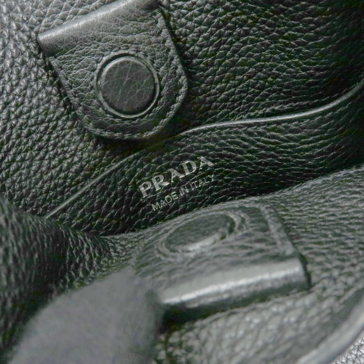 PRADA Triangle Logo Vitello Daino Leather Shoulder Bag Black 1BH191