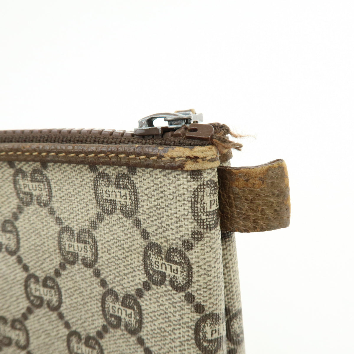 GUCCI Lot of 2 GG Plus Leather Clutch Bag Pouch Brown 39677-3/40272-8