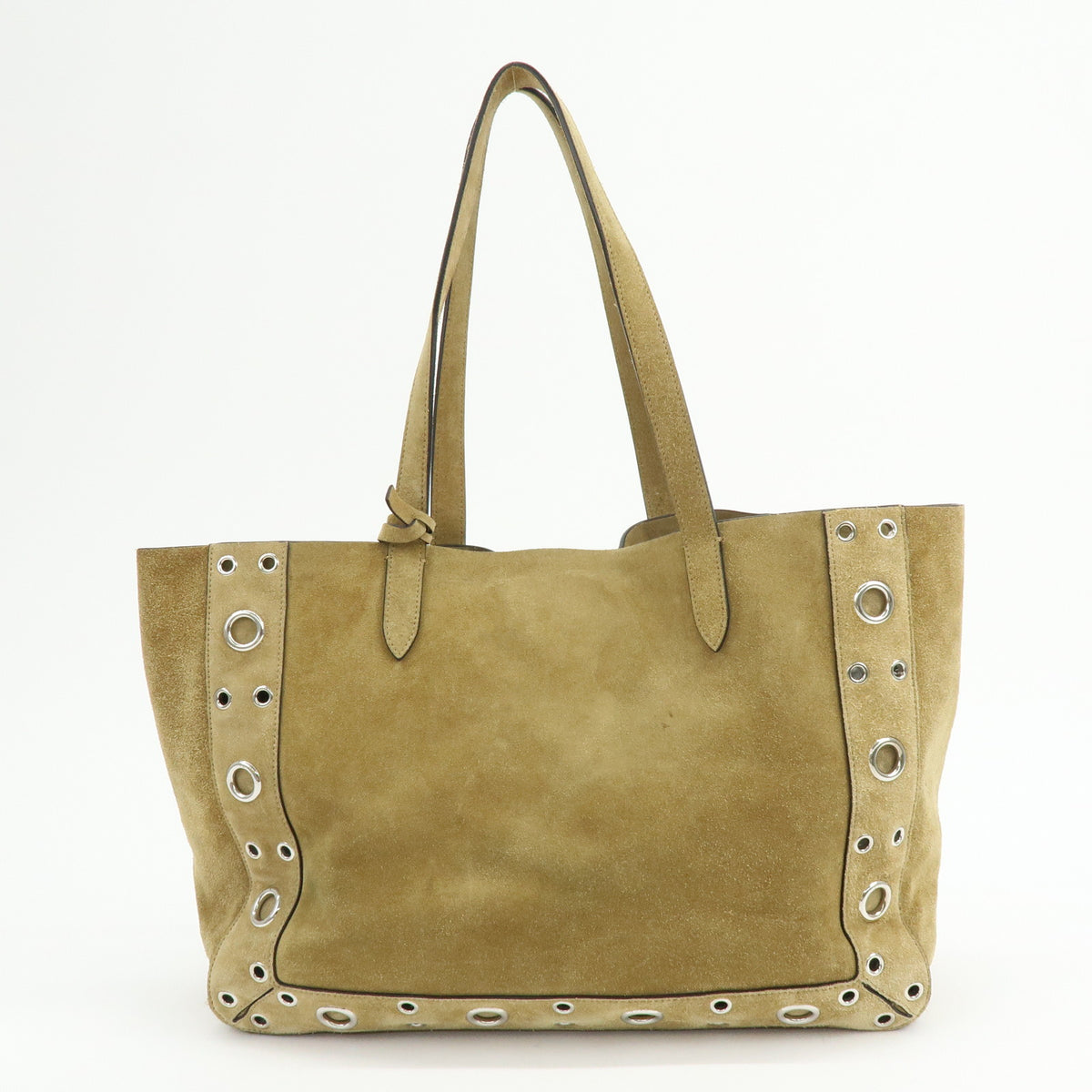 VALENTINO Suede Nellcote Tote Bag Shoulder Bag Beige Silver