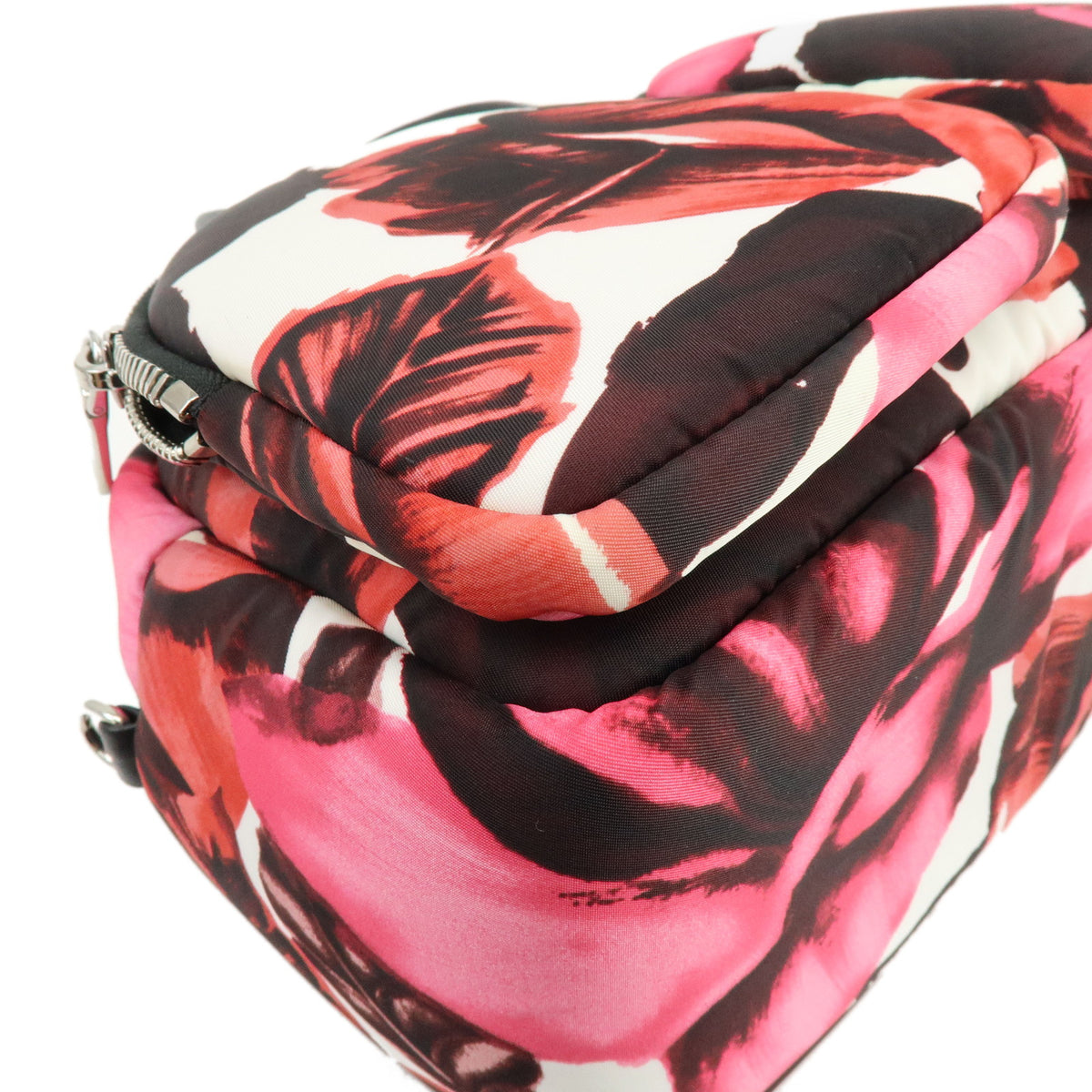 PRADA Triangle Logo Nylon Leather 2Way Bag Hand Bag White Pink 1BB062