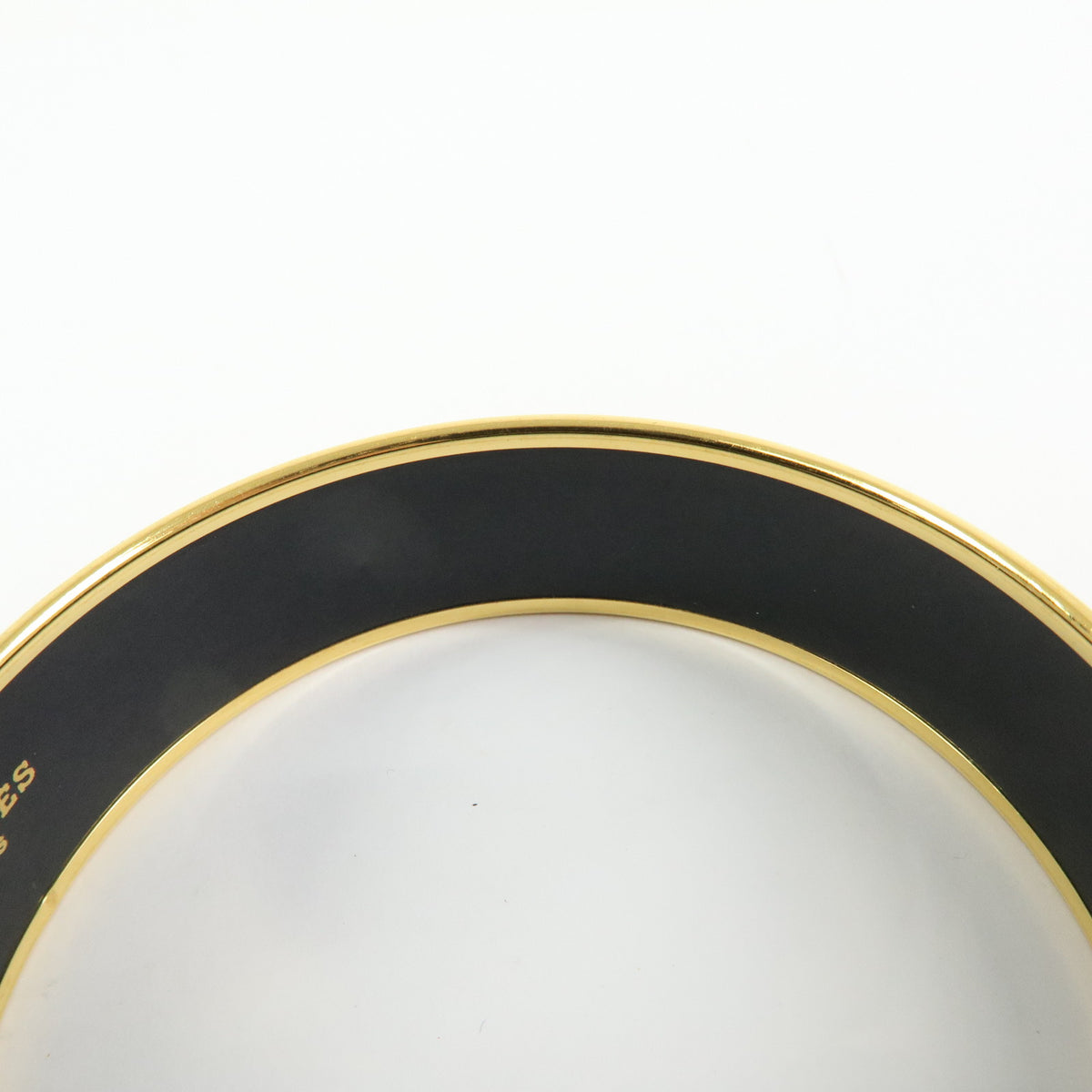 HERMES Email GM Gold Plated Bangle Bracelet Yellow