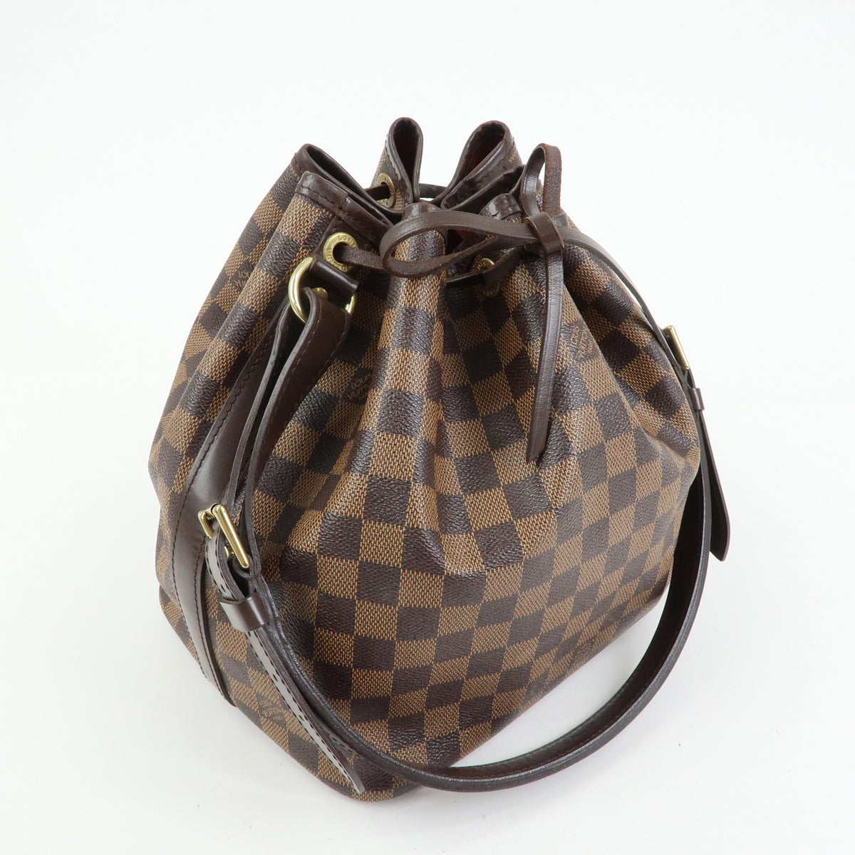 Louis Vuitton Damier Ebene Canvas Leather Petit Noe SPO Shoulder Bag