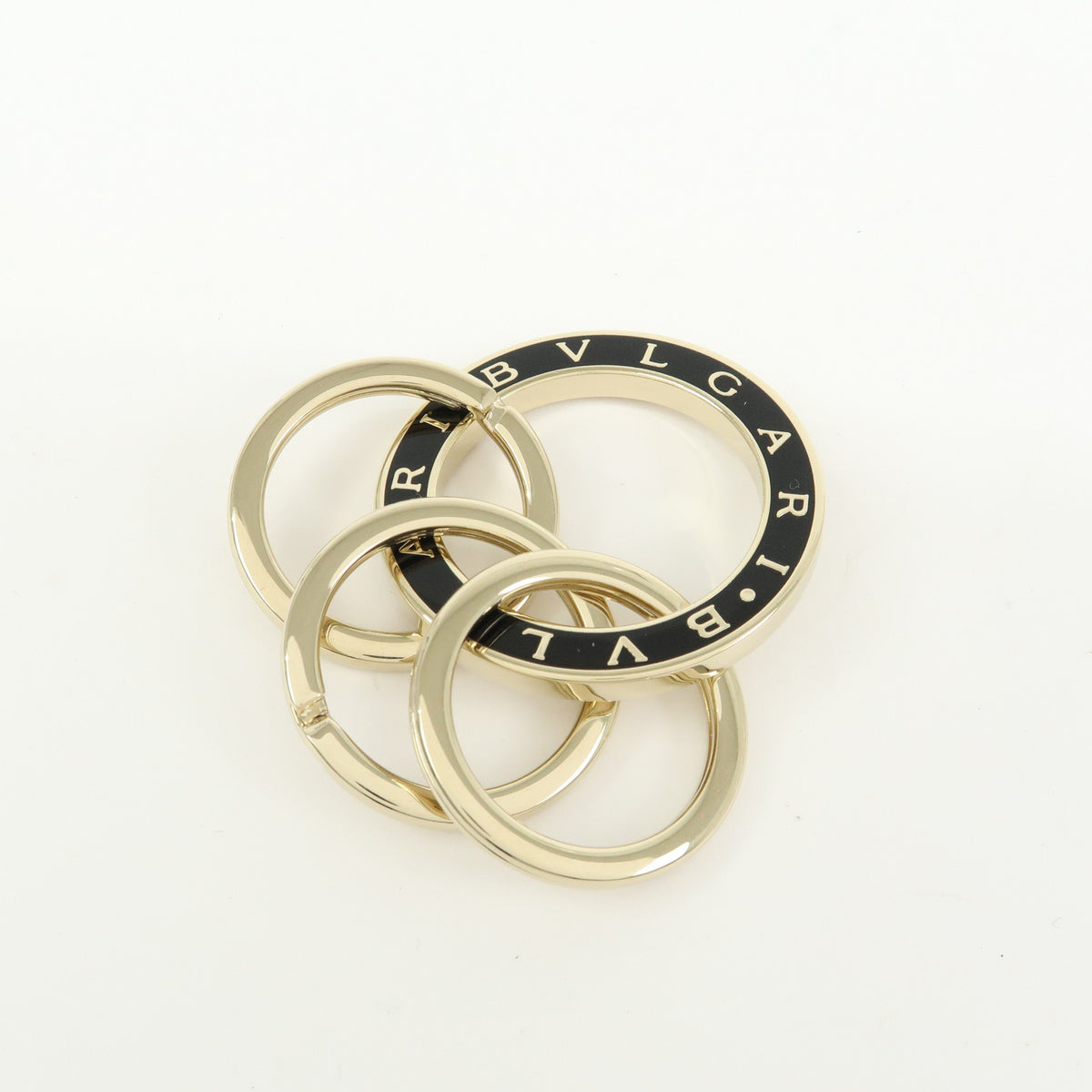 BVLGARI BVLGARI Triple Metal Key Ring Bag Charm Gold Black