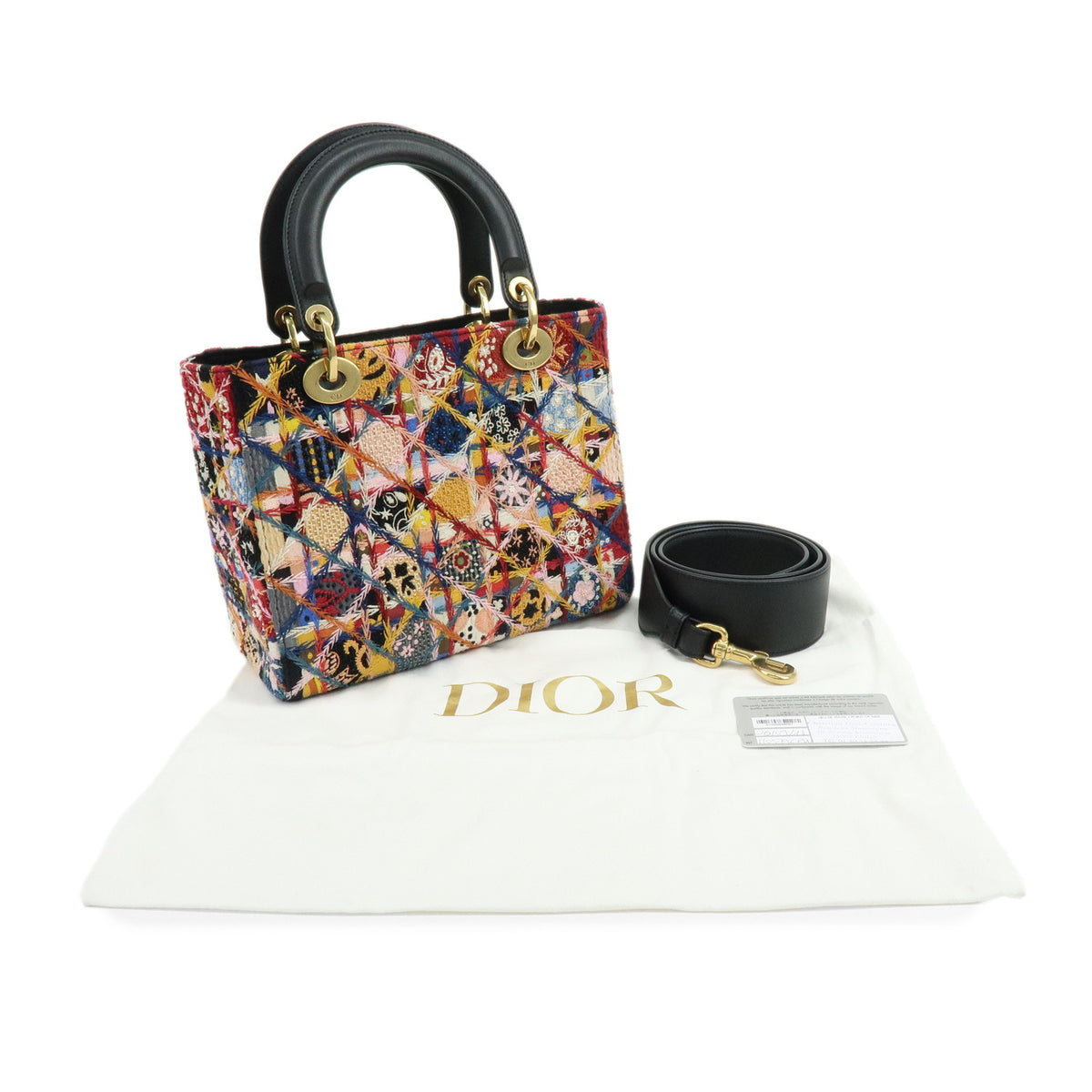 Christian Dior Lady Dior Cannage Beaded Embroidery 2Way Bag Multicolor