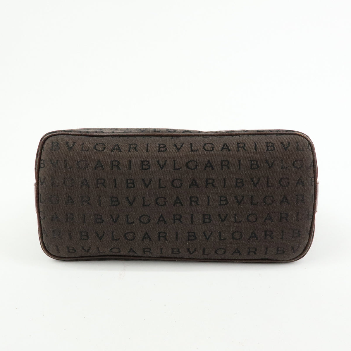 BVLGARI Logomania Canvas Leather Shoulder Bag Hand Bag Brown
