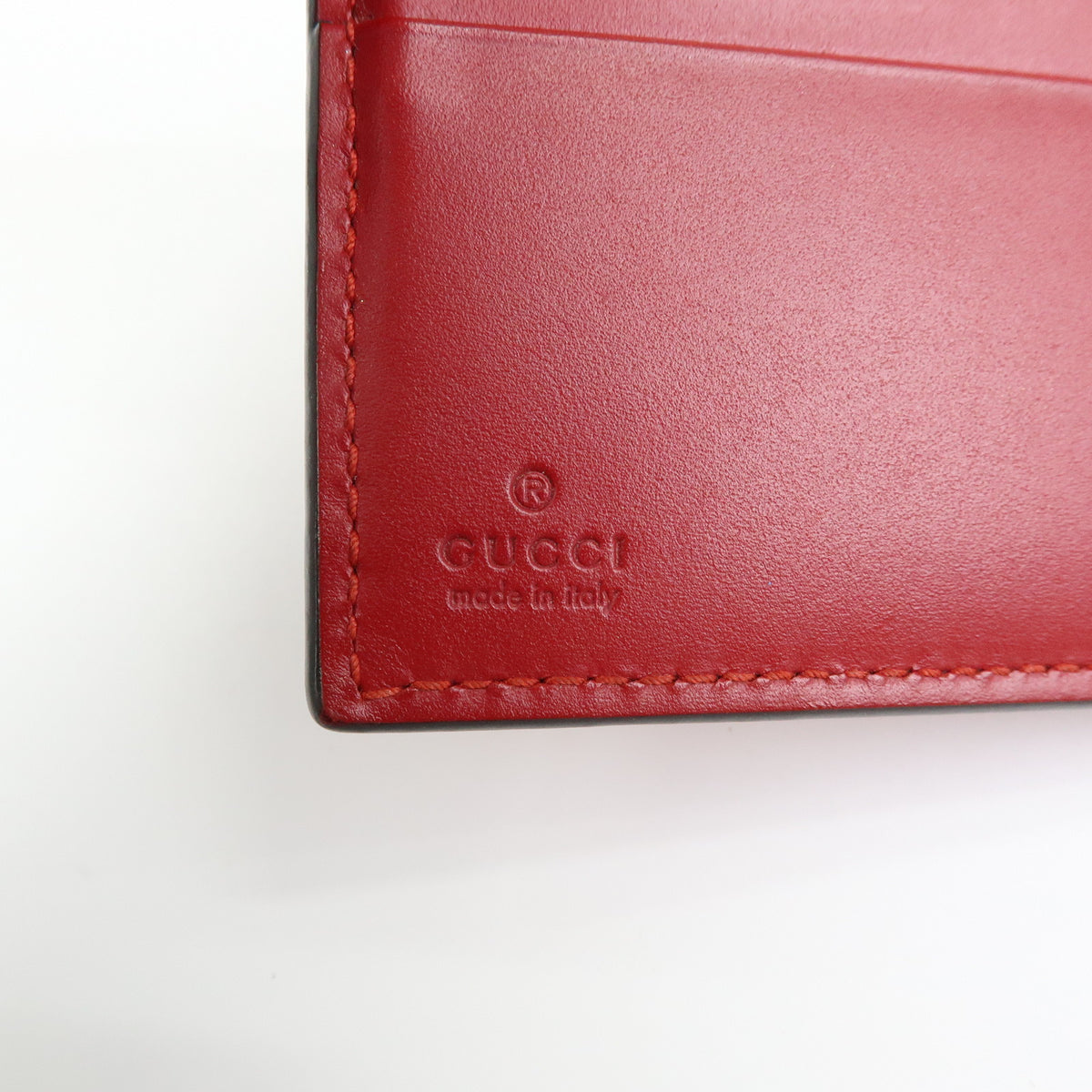 GUCCI Guccissima Leather Bi-fold Compact Wallet Red 406925