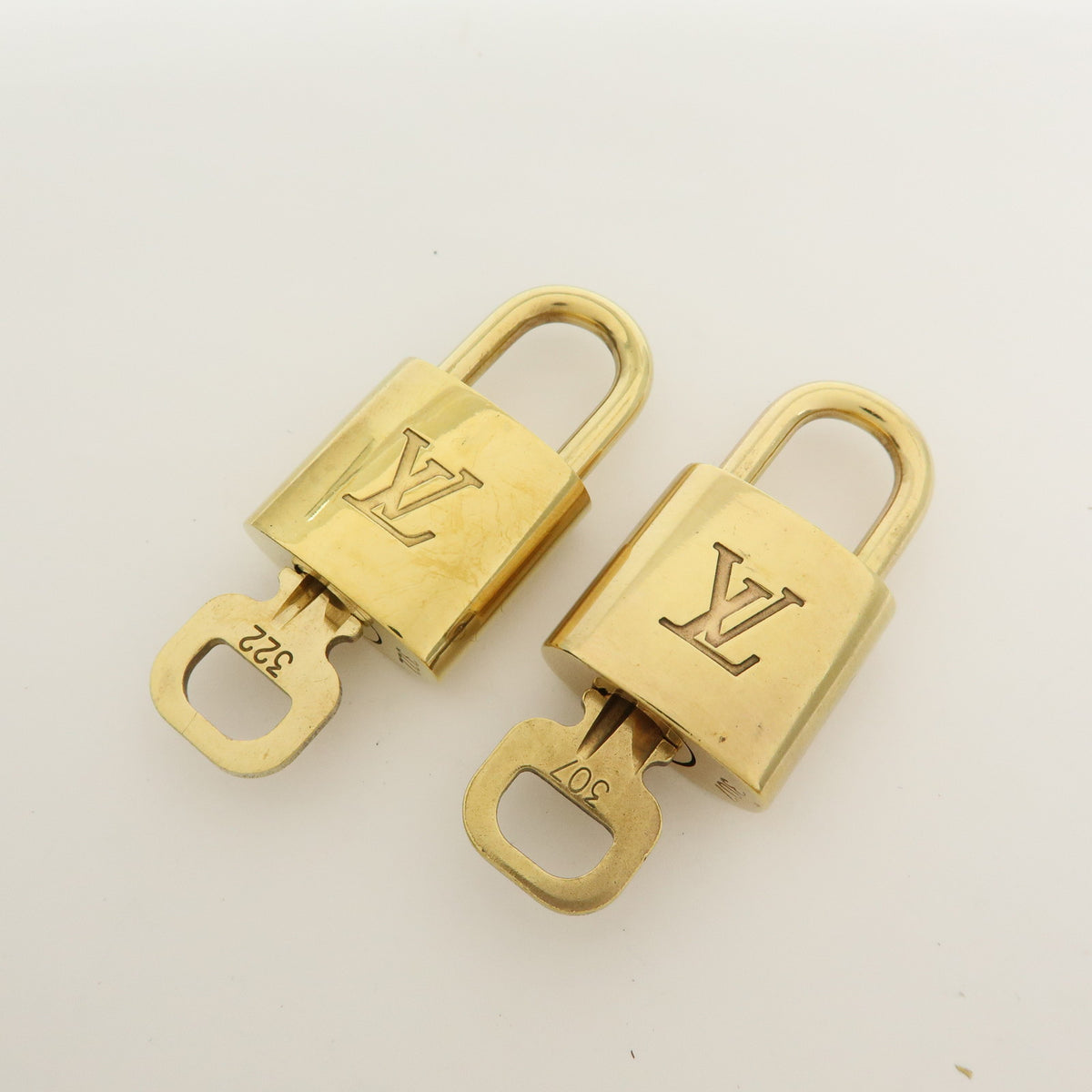 Louis Vuitton Lot of 10 Metal Lock & Key Cadena Key Lock Gold