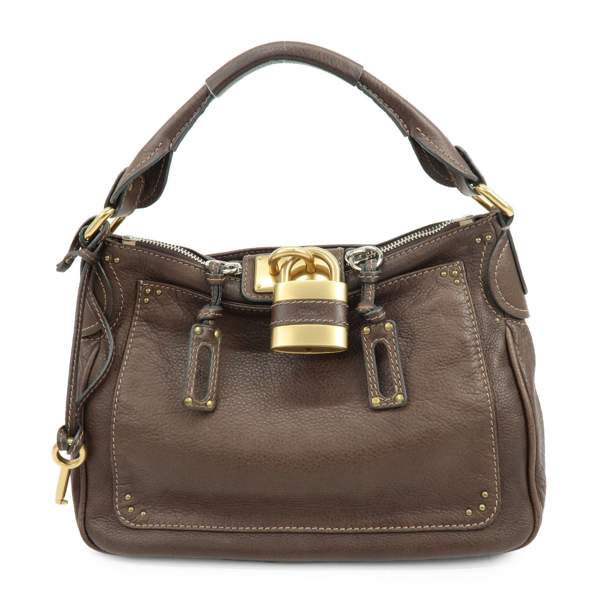 Chloe Paddington Leather Shoulder Bag Hand Bag Dark Brown