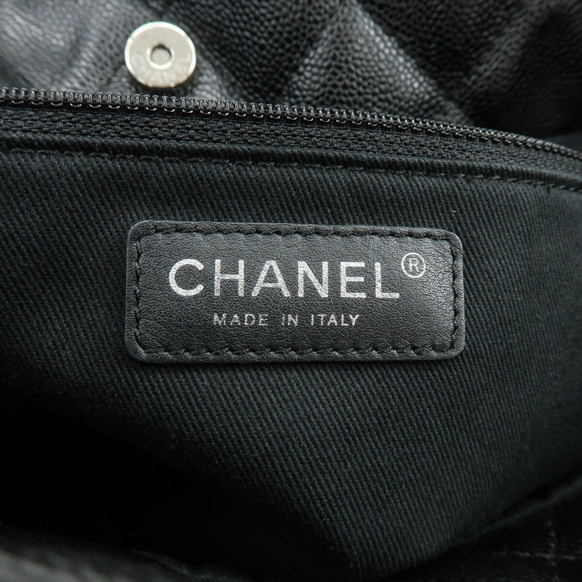 CHANEL COCO Mark Caviarskin Chain Shoulder Bag Black Silver