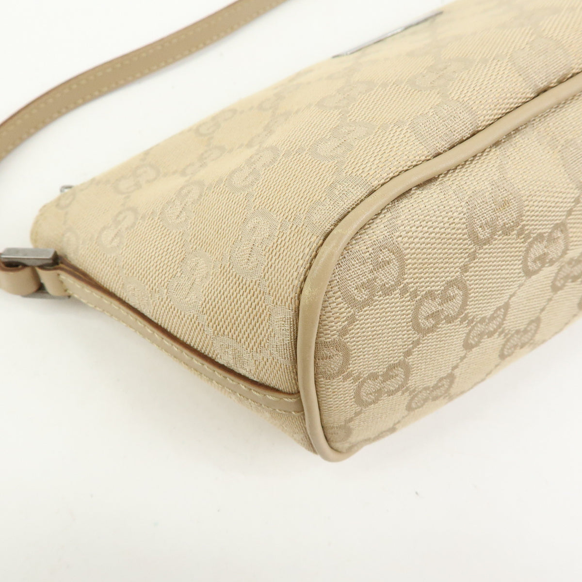 GUCCI Boat Bag GG Canvas Hand Bag Accessory Pouch Beige 07198