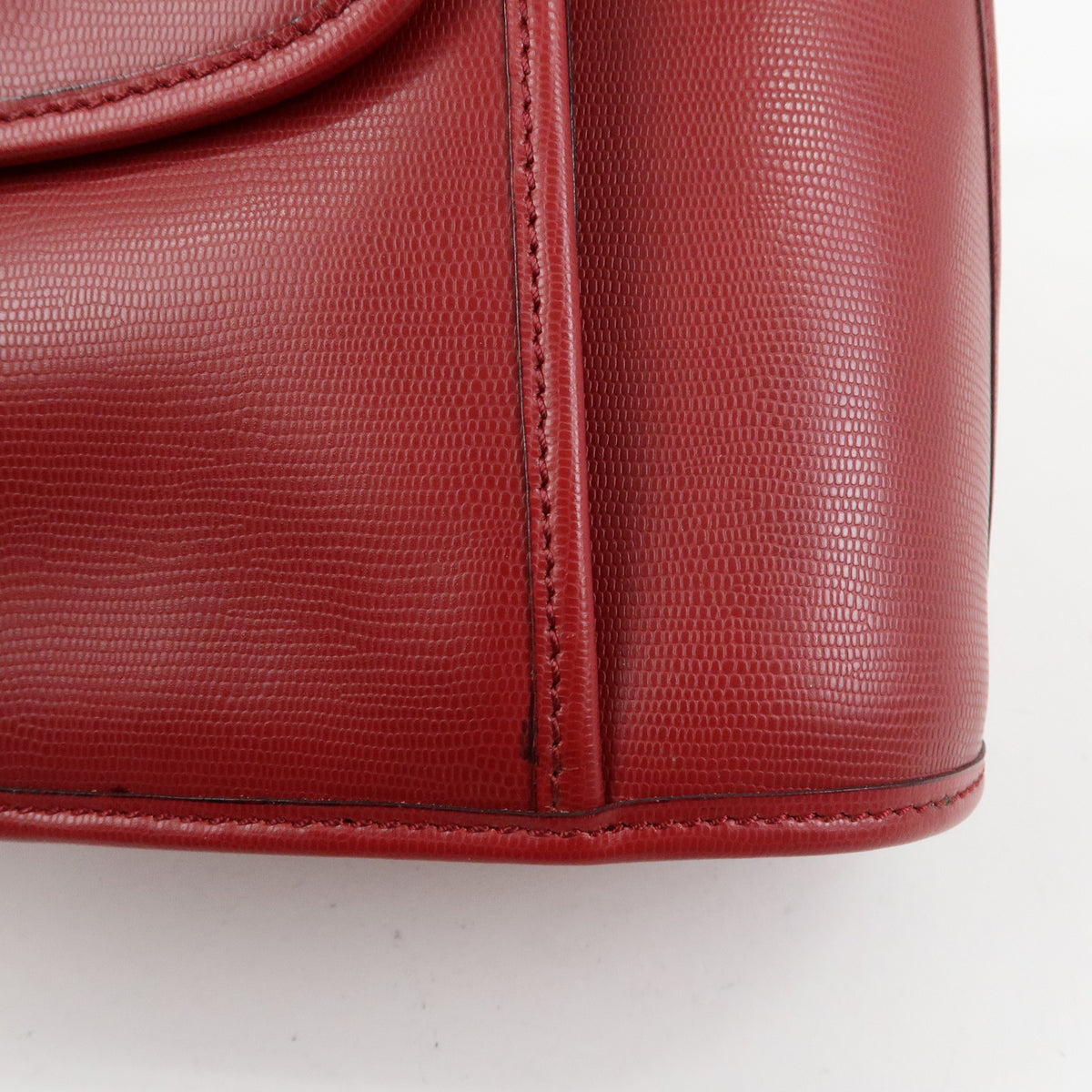 CELINE Circle Logo Leather Dome Hand Bag Red