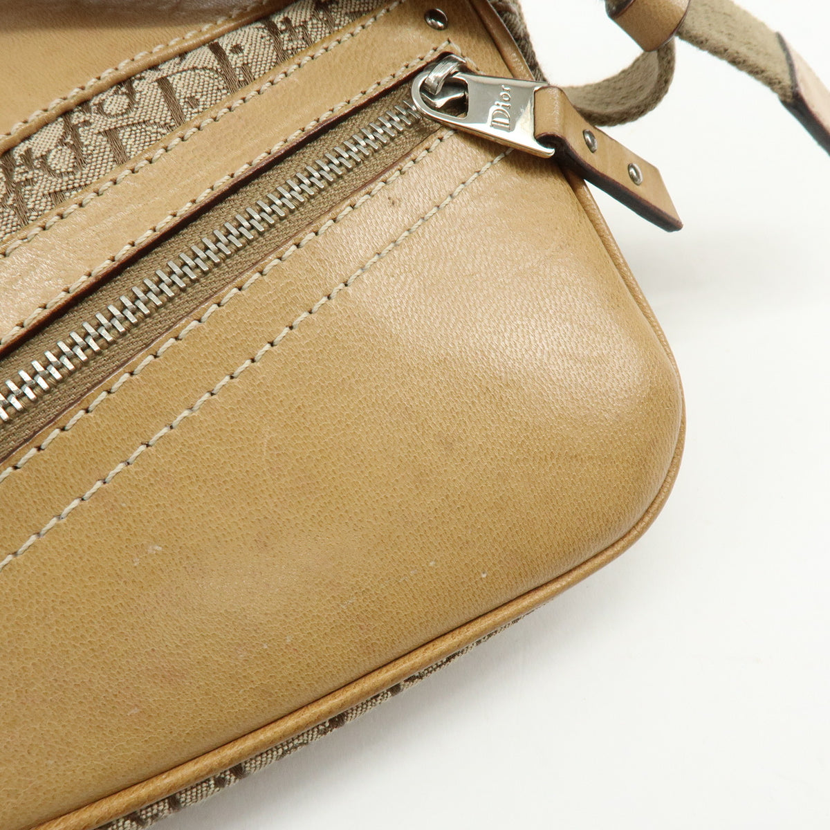 Christian Dior Street Chic Trotter Jaquard Canvas Leather Shoulder Bag