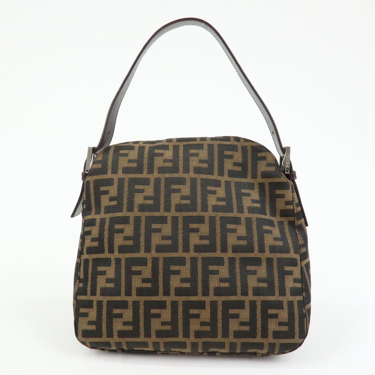 FENDI Zucca Canvas Leather Shoulder Bag Brown Black 125895
