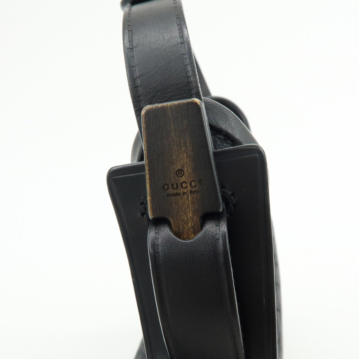 GUCCI GG Canvas Leather Shoulder Bag Black 107752