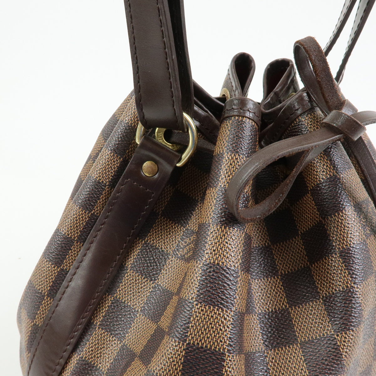 Louis Vuitton Damier Ebene Canvas Leather Petit Noe SPO Shoulder Bag