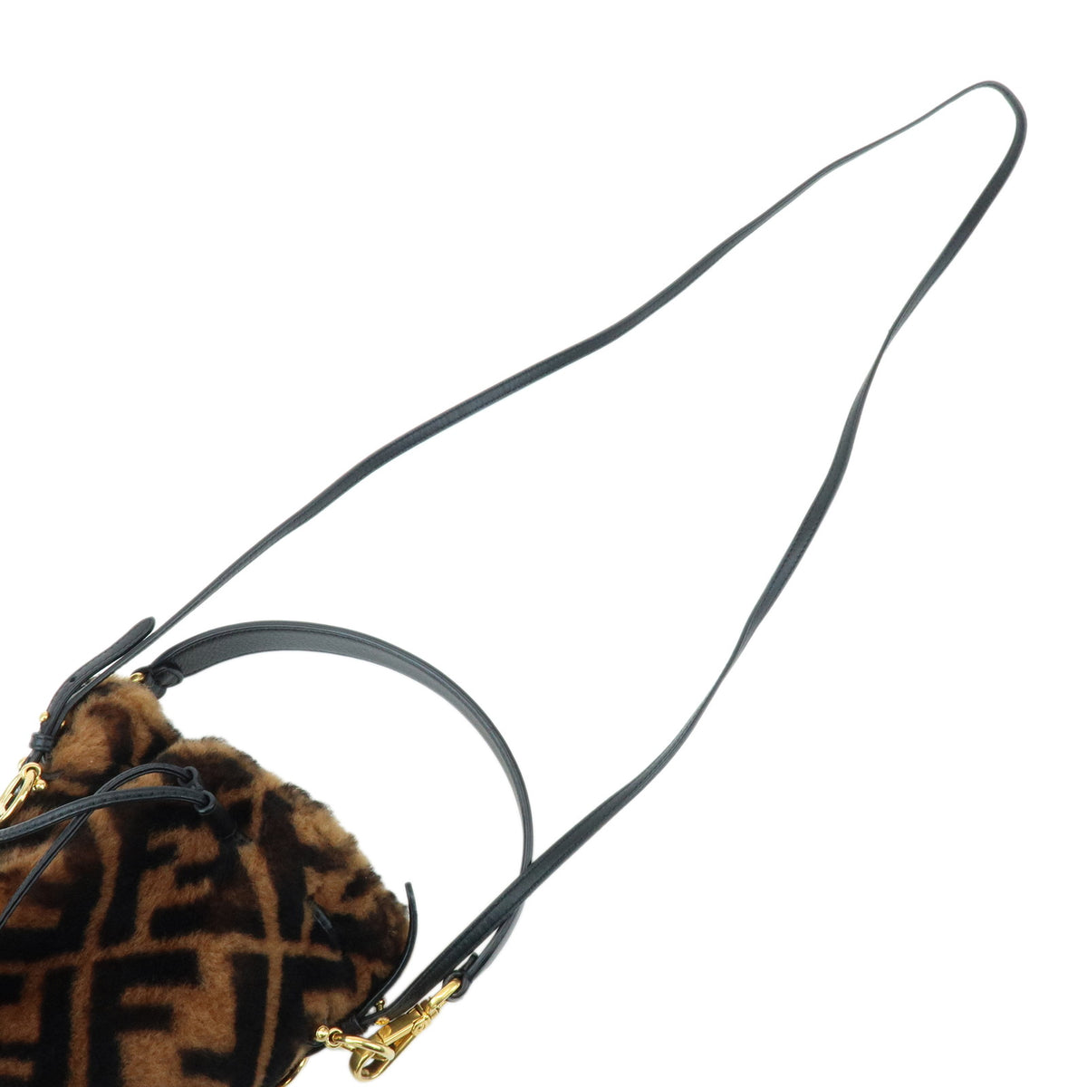 FENDI Zucca Mon Tresor Mouton Leather 2Way Hand Bag Brown Black 8BS010