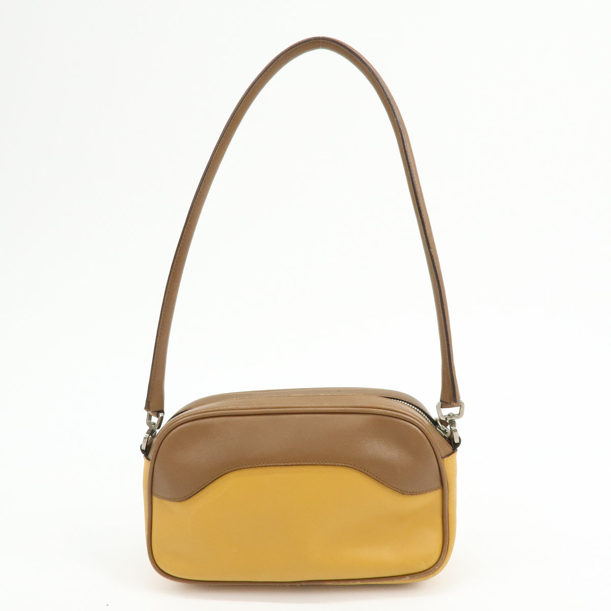 PRADA Logo Sport Leather Shoulder Bag Hand Bag Yellow Brown