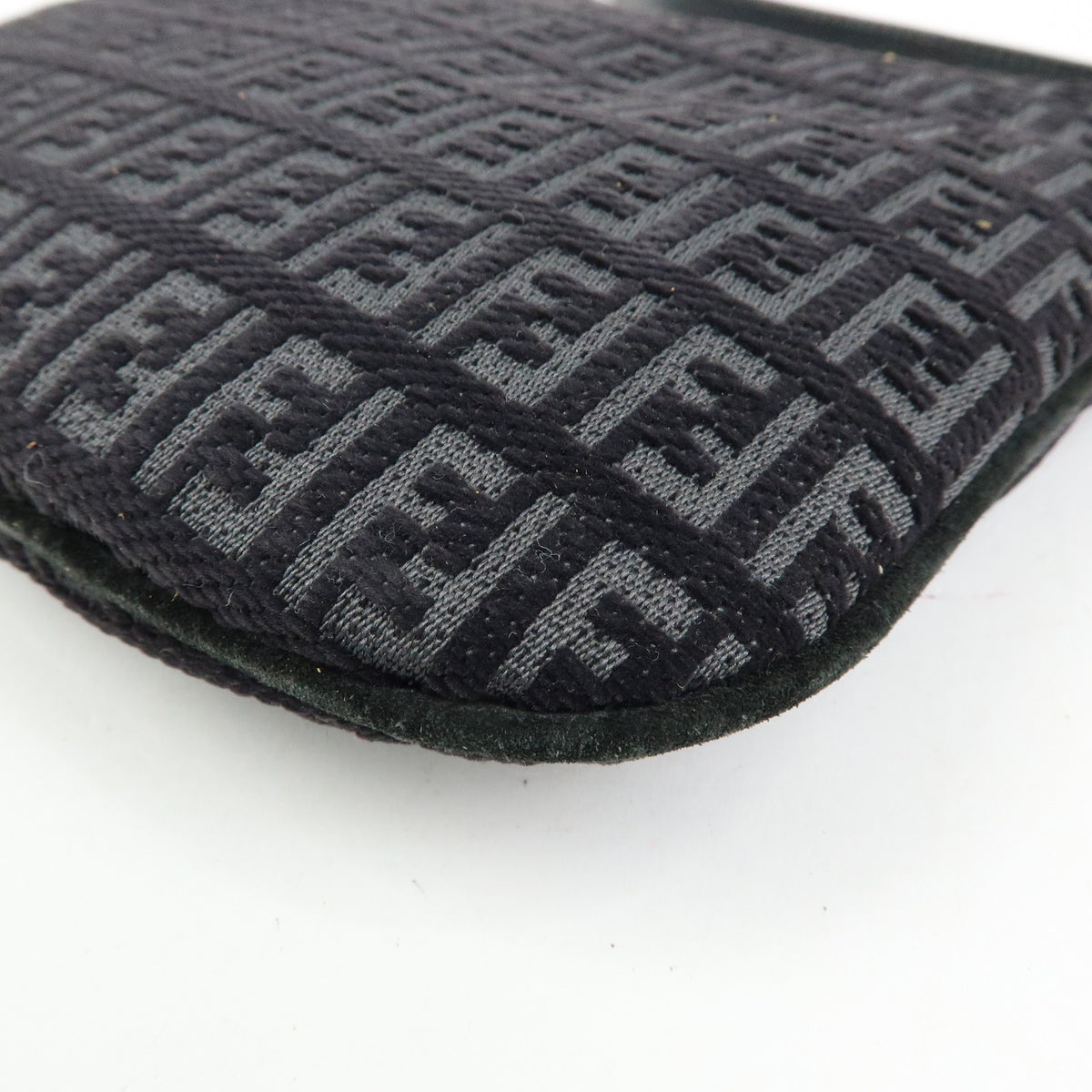 FENDI Zucchino Canvas Leather Shoulder Bag Hand Bag Black 8BR248