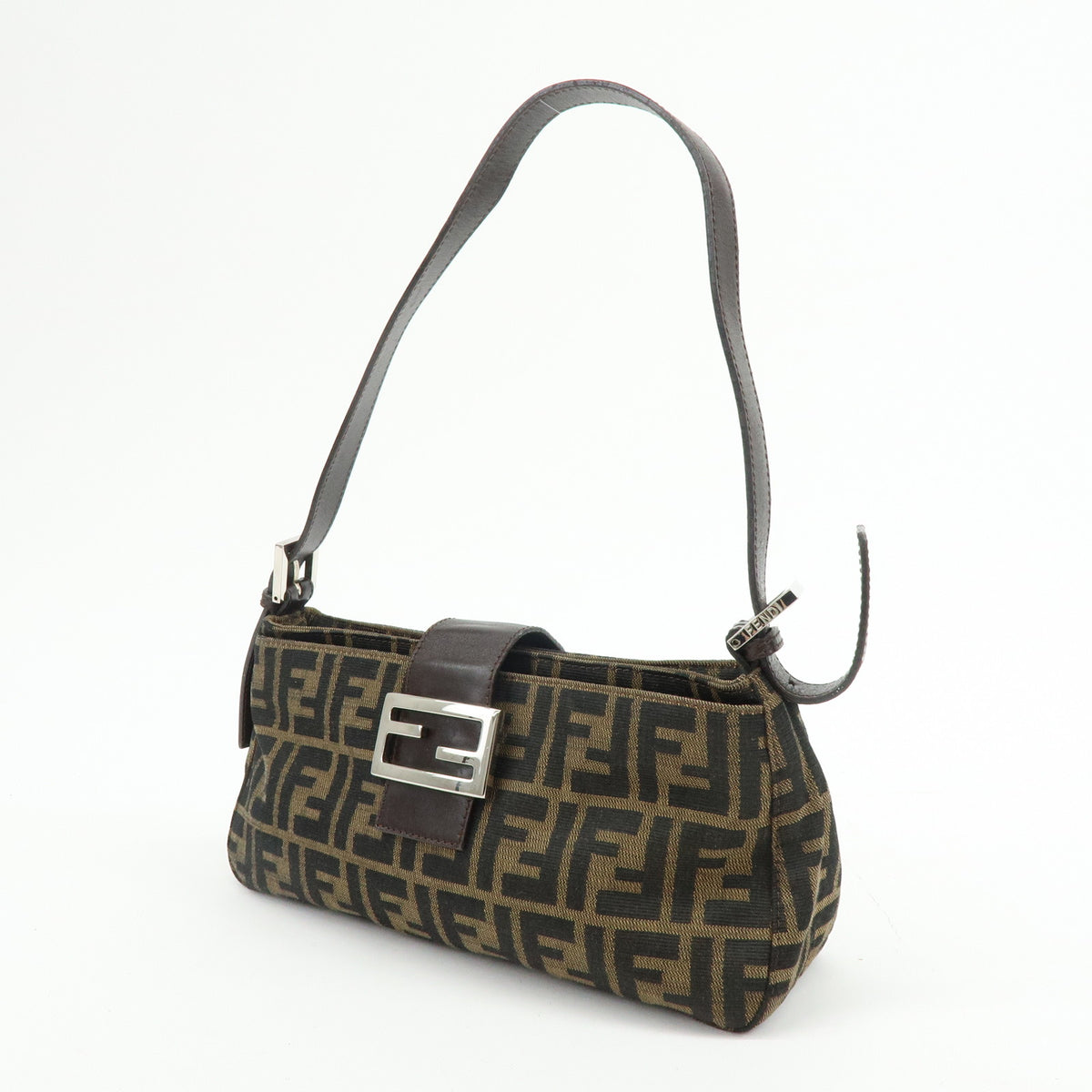 FENDI Zucca Canvas Leather Hand Bag Shoulder Bag Brown 26722