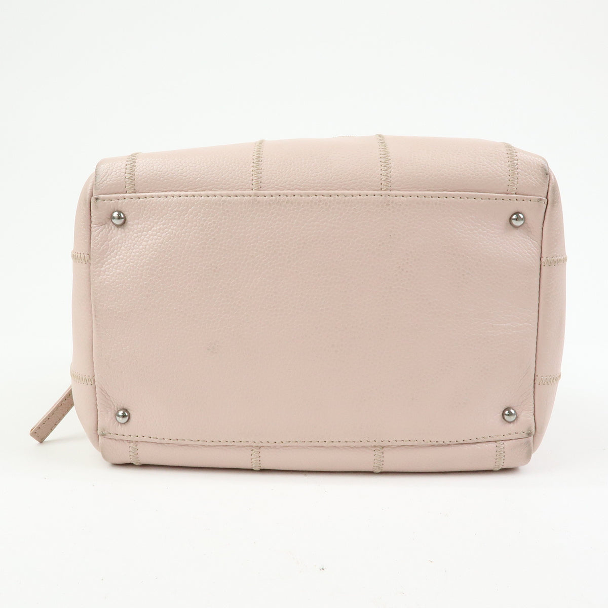 CHANEL Logo Chocolate Bar Caviarskin Shoulder Bag Hand Bag Pink