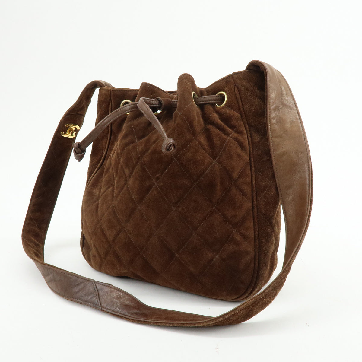 CHANEL Matelasse Suede Leather Shoulder Bag Crossbody Bag Brown