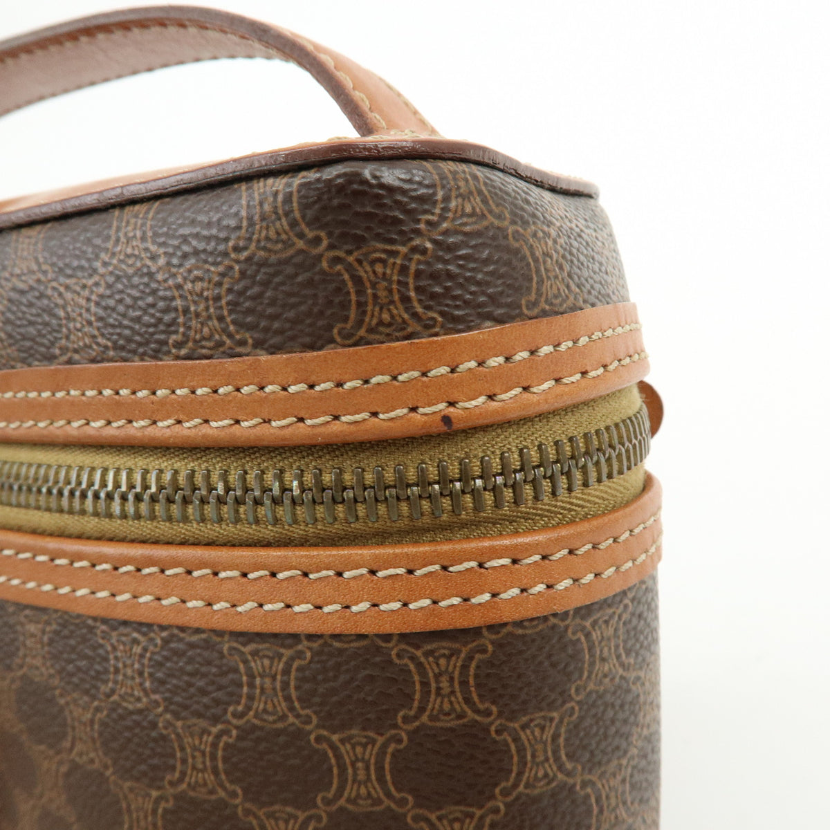 CELINE Macadam PVC Leather Hand Bag Vanity Bag Brown