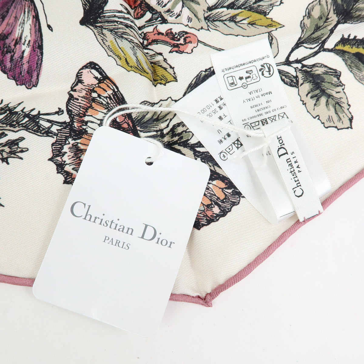 Christian Dior Silk 100% Diamond Shape Scarf Bandana Pink