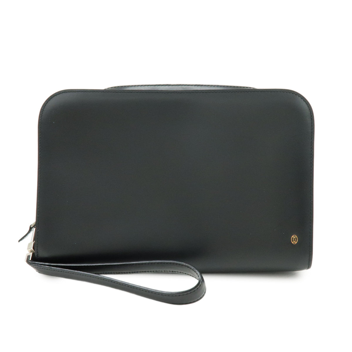 Cartier Pasha Leather Clutch Bag Wristlet Bag Pouch Black