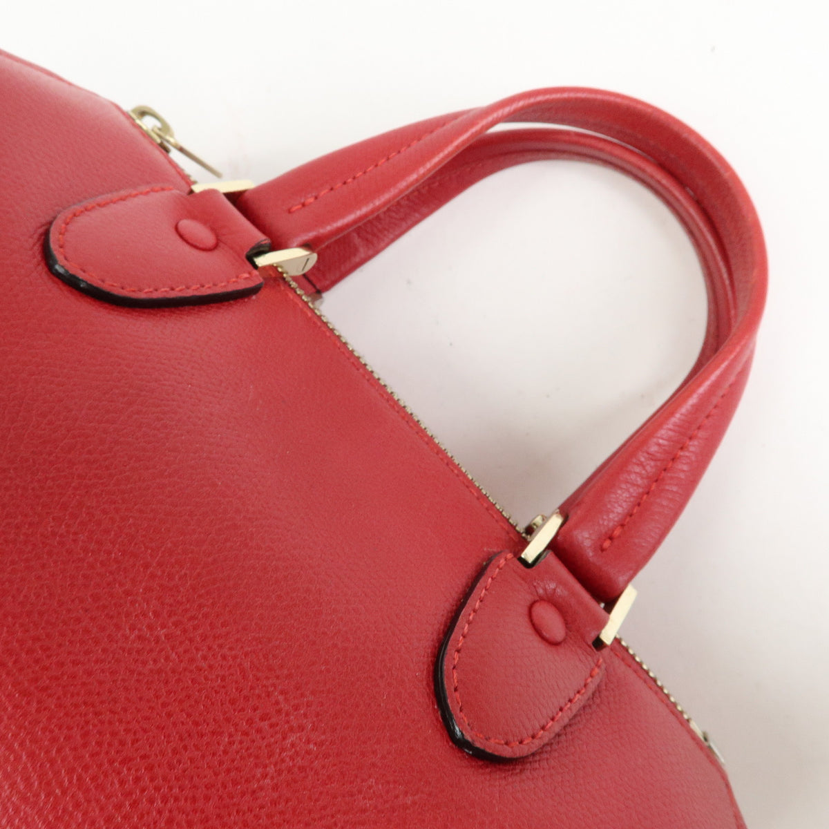 Valextra Babila Leahter Mini Boston Bag Hand Bag Red