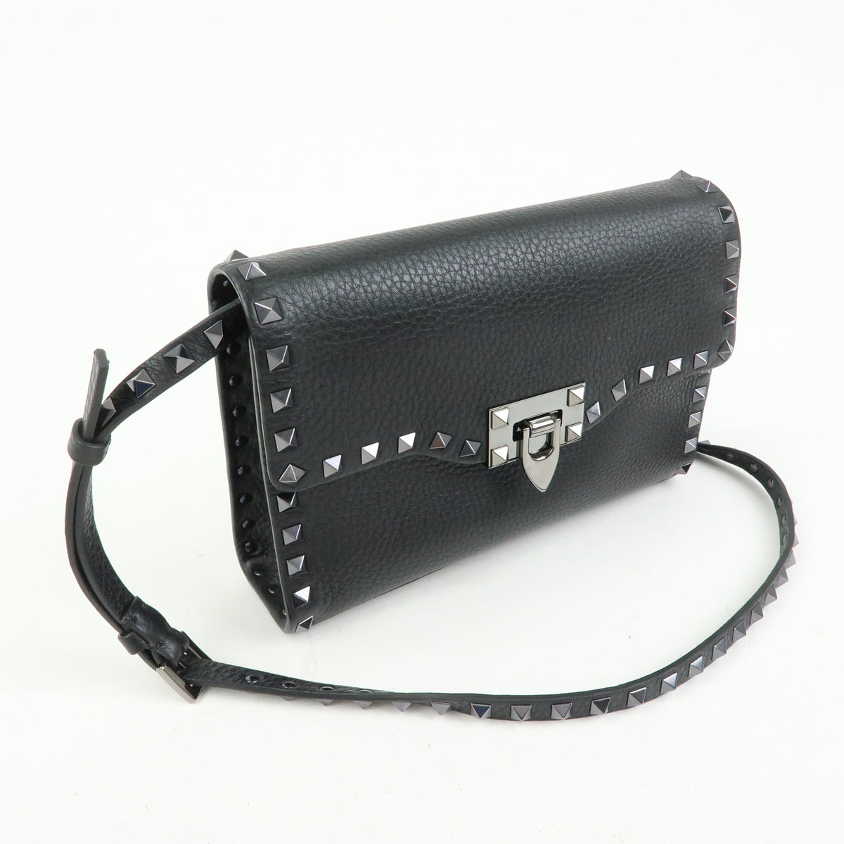 VALENTINO Rockstud Small Leather Shoulder Bag Black