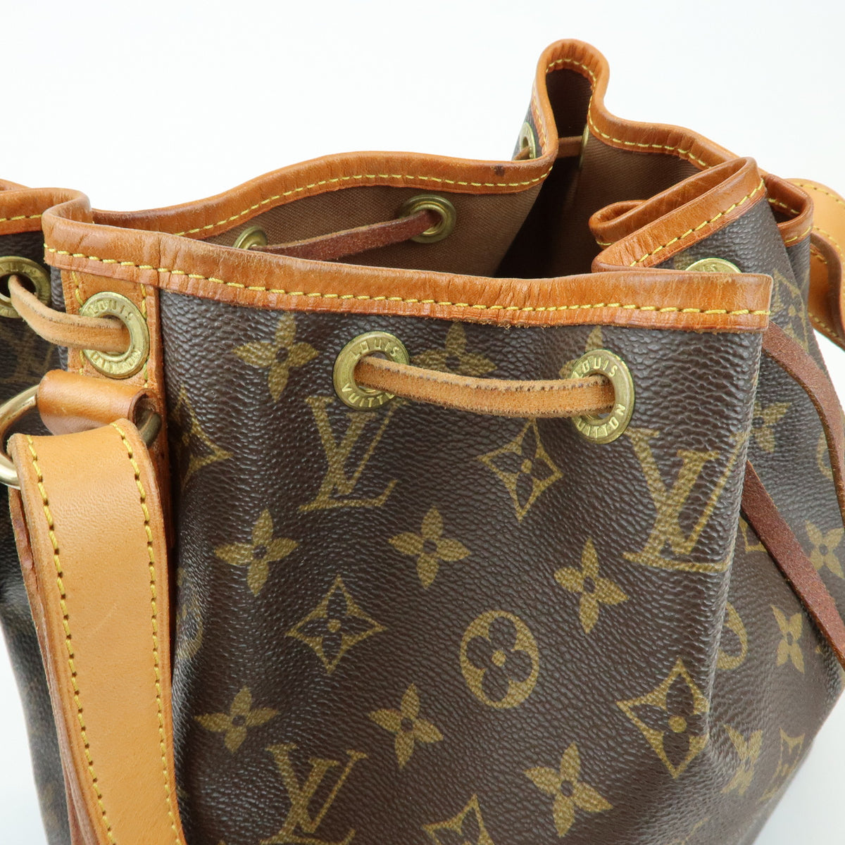 Louis Vuitton Monogram Petit Noe Leather Shoulder Bag Brown M42226