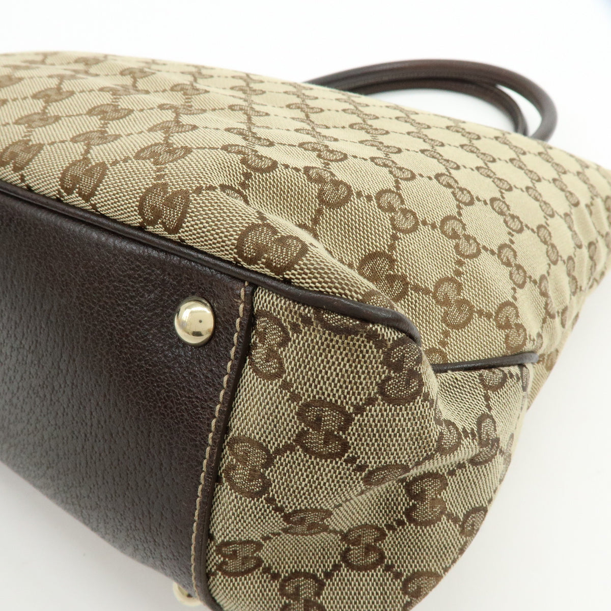 GUCCI Sherry GG Canvas Leather Tote Bag Shoulder Bag Beige Brown 162160