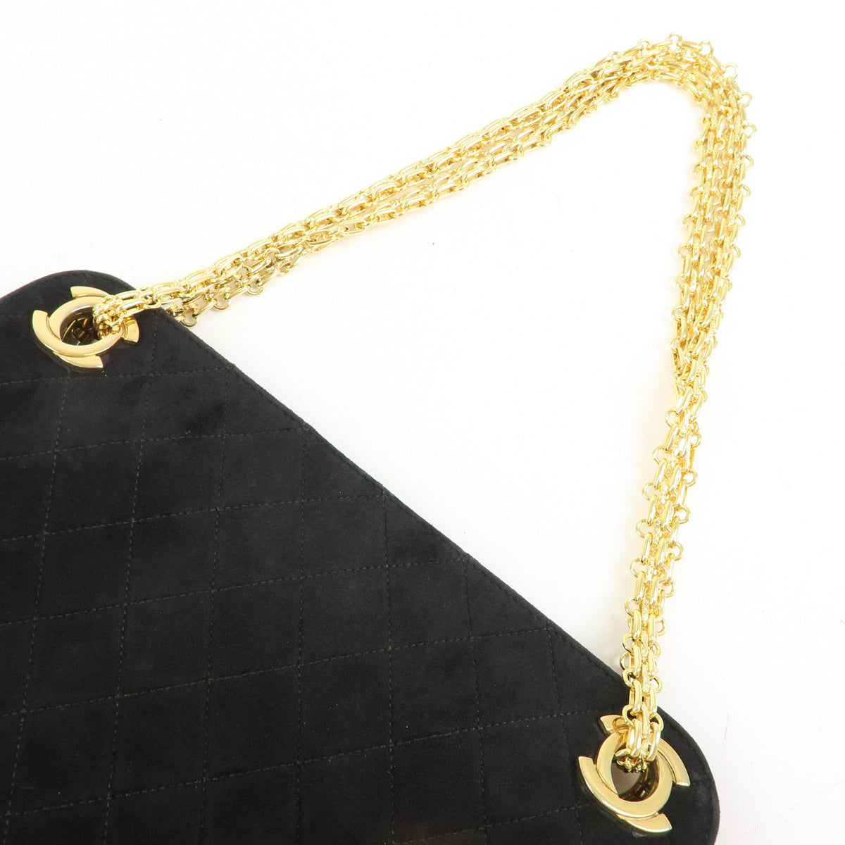 CHANEL Matelasse Suede Leather Chain Shoulder Bag Black