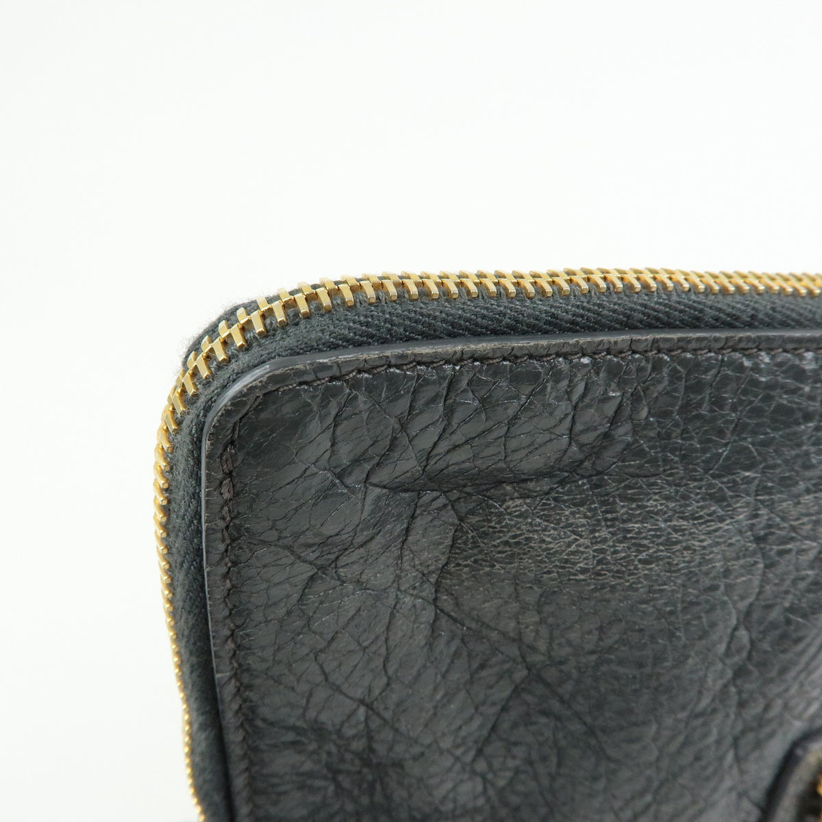 BALENCIAGA City Giant Motor Clutch Bag Leather Pouch Gray 370994