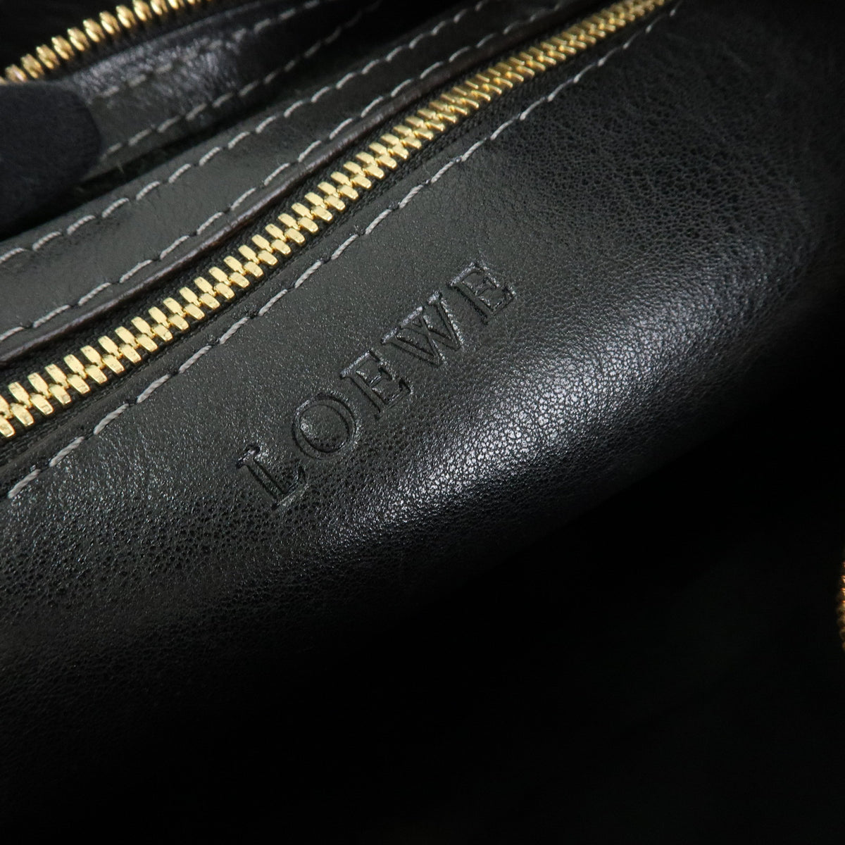 LOEWE Logo Leather Shoulder Bag Hand Bag Black