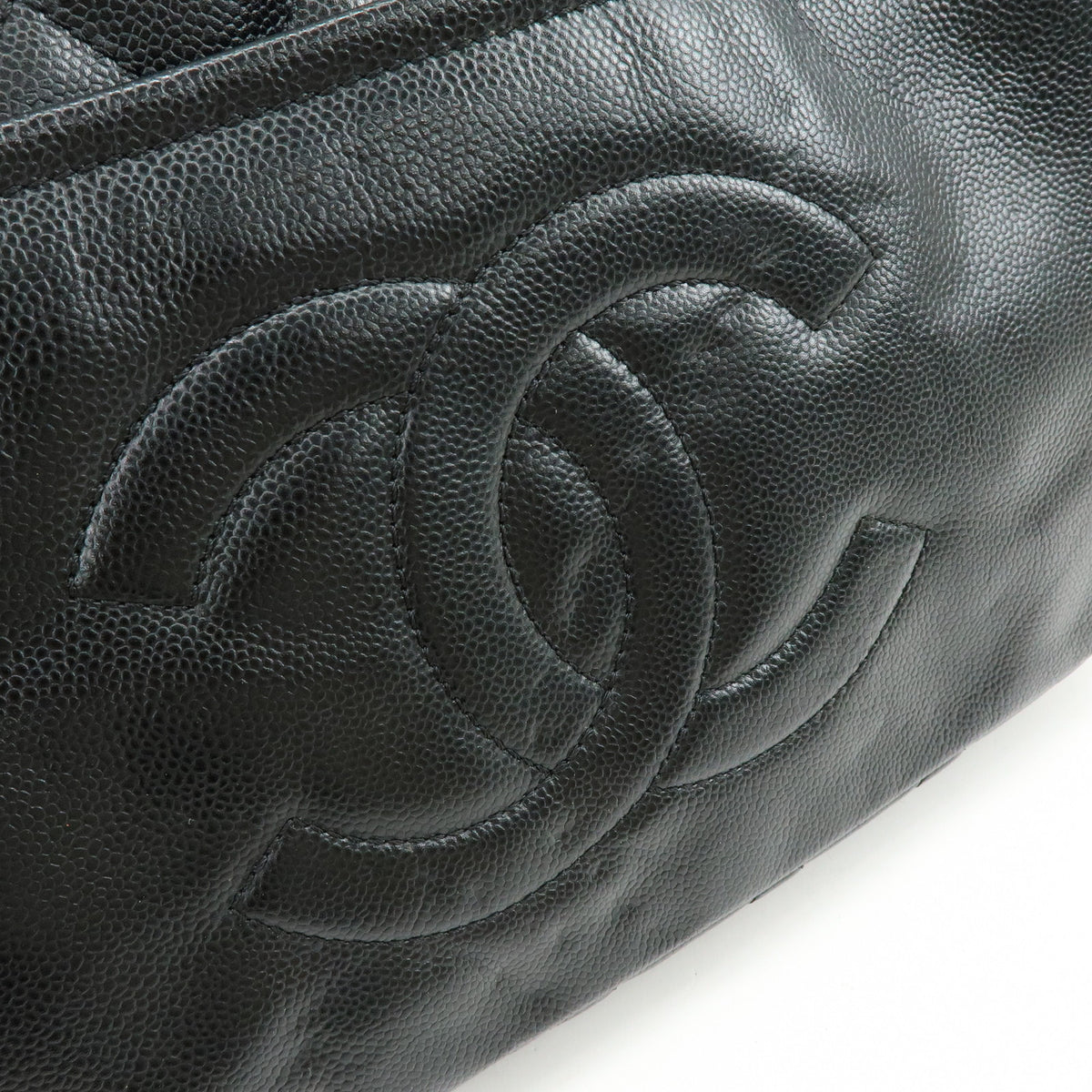 CHANEL COCO Mark Caviarskin Chain Shoulder Bag Black Silver