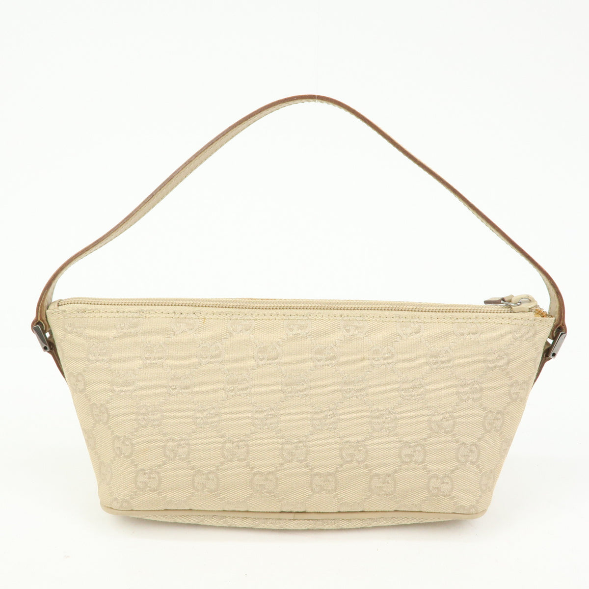 GUCCI Boat Bag GG Canvas Hand Bag Accessory Pouch Beige 07198
