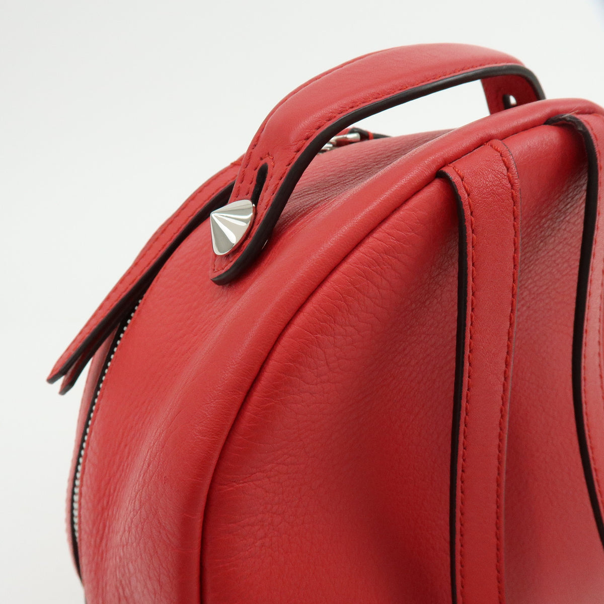 FENDI By the way Leather Mini Backpack Rucksack Studs Red 8BZ038