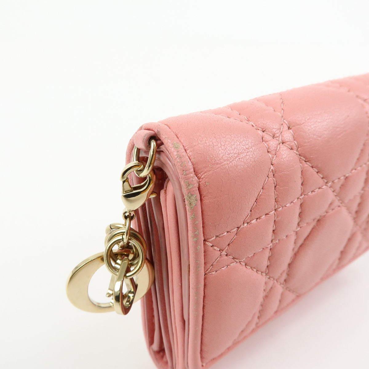 Christian Dior Lady Dior Lotus Cannage Leather Tri-fold Compact Wallet