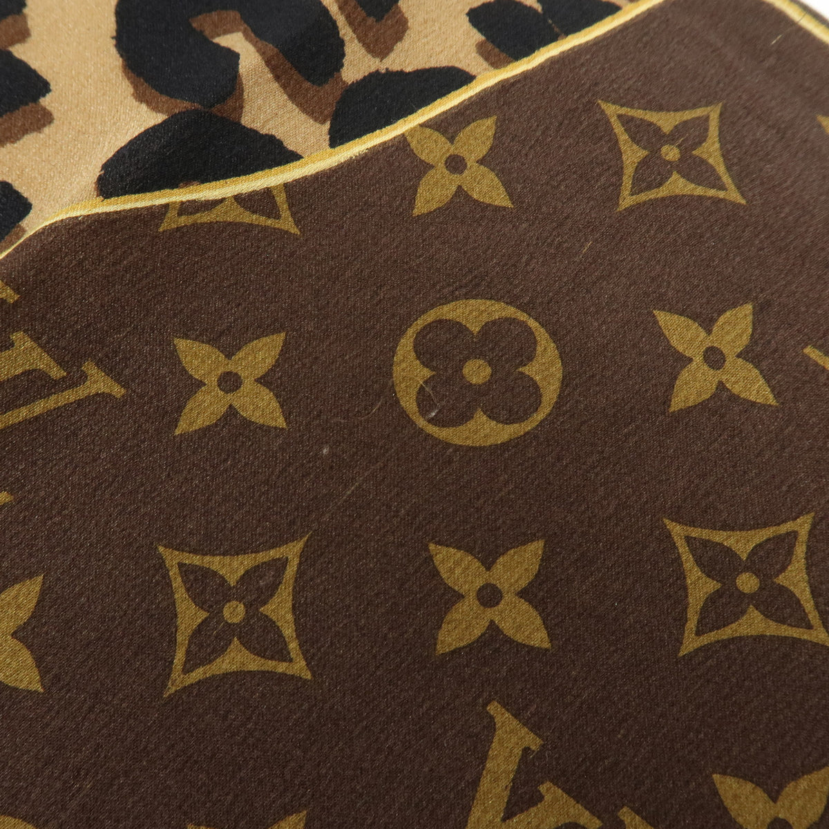 Louis Vuitton Monogram Lot of 2 Silk 100% Scarf Brown Navy