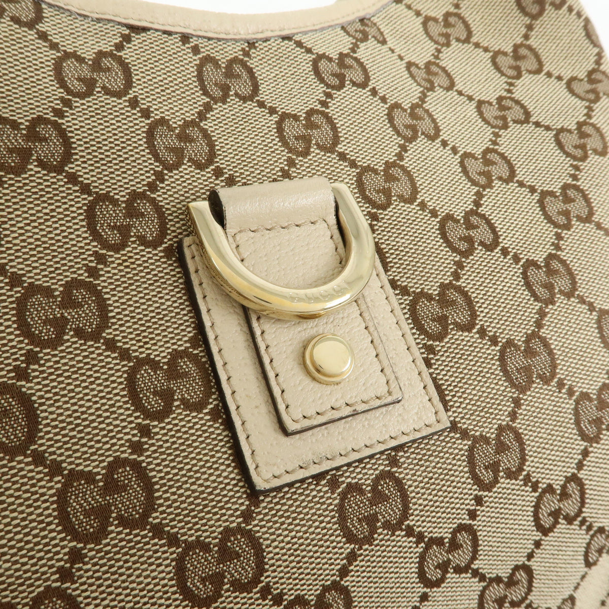GUCCI Abbey GG Canvas Leather Shoulder Bag Beige Brown Ivory 130738