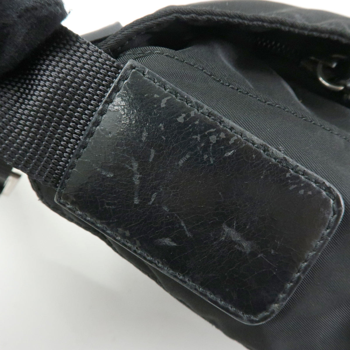 PRADA Triangle Logo Nylon Leather Shoulder Bag Crossbody Bag Black