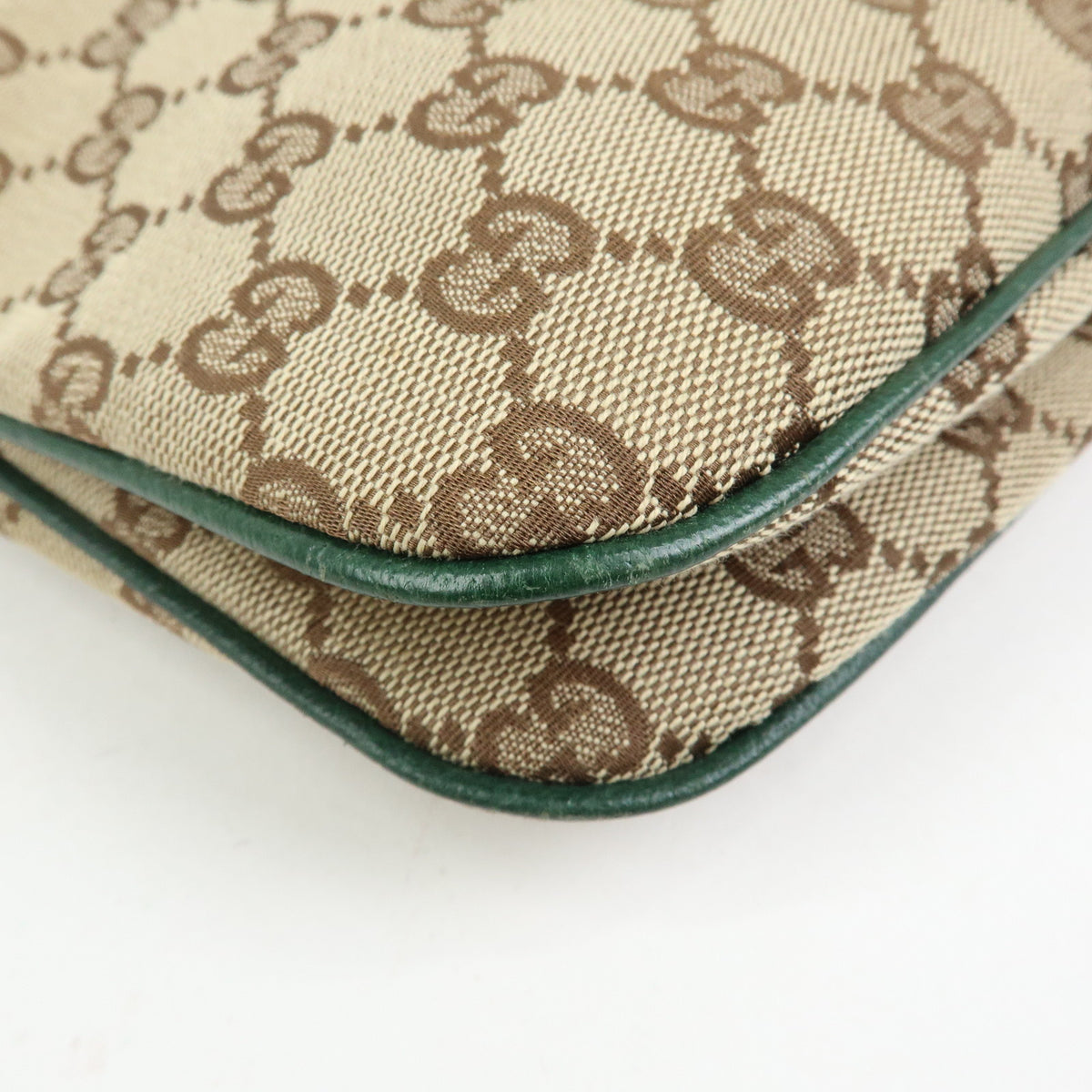 GUCCI Sherry GG Canvas Leather Shoulder Bag Beige Green Red 145812