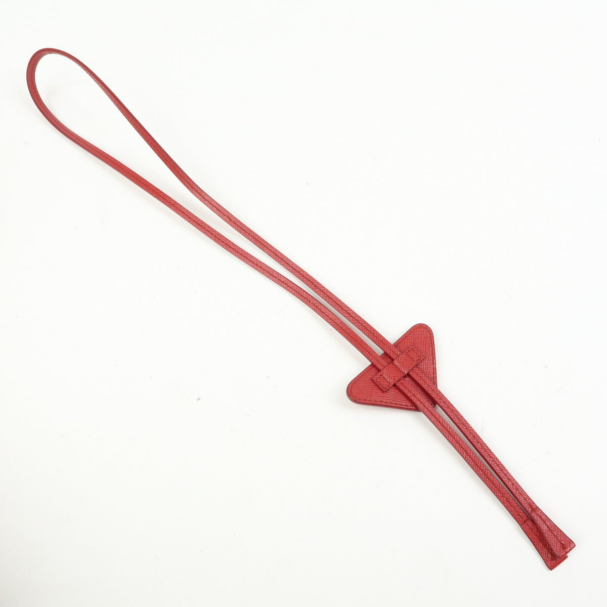 PRADA Triangle Logo Saffiano Leather Loop Tie Red