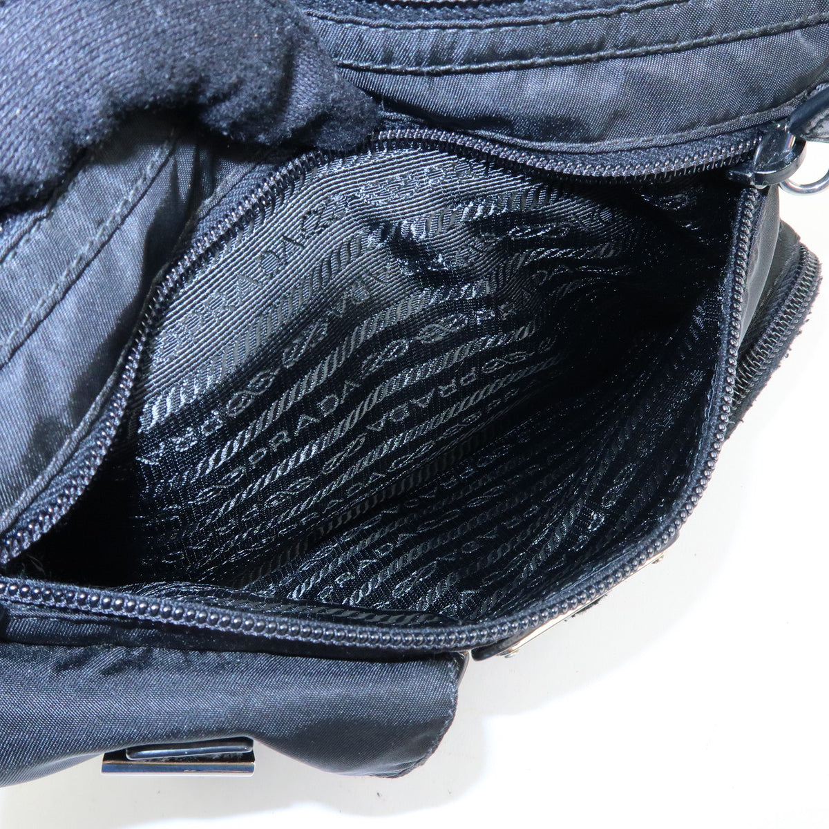PRADA Triangle Logo Nylon Leather Waist Bag Body Bag Black BM0008