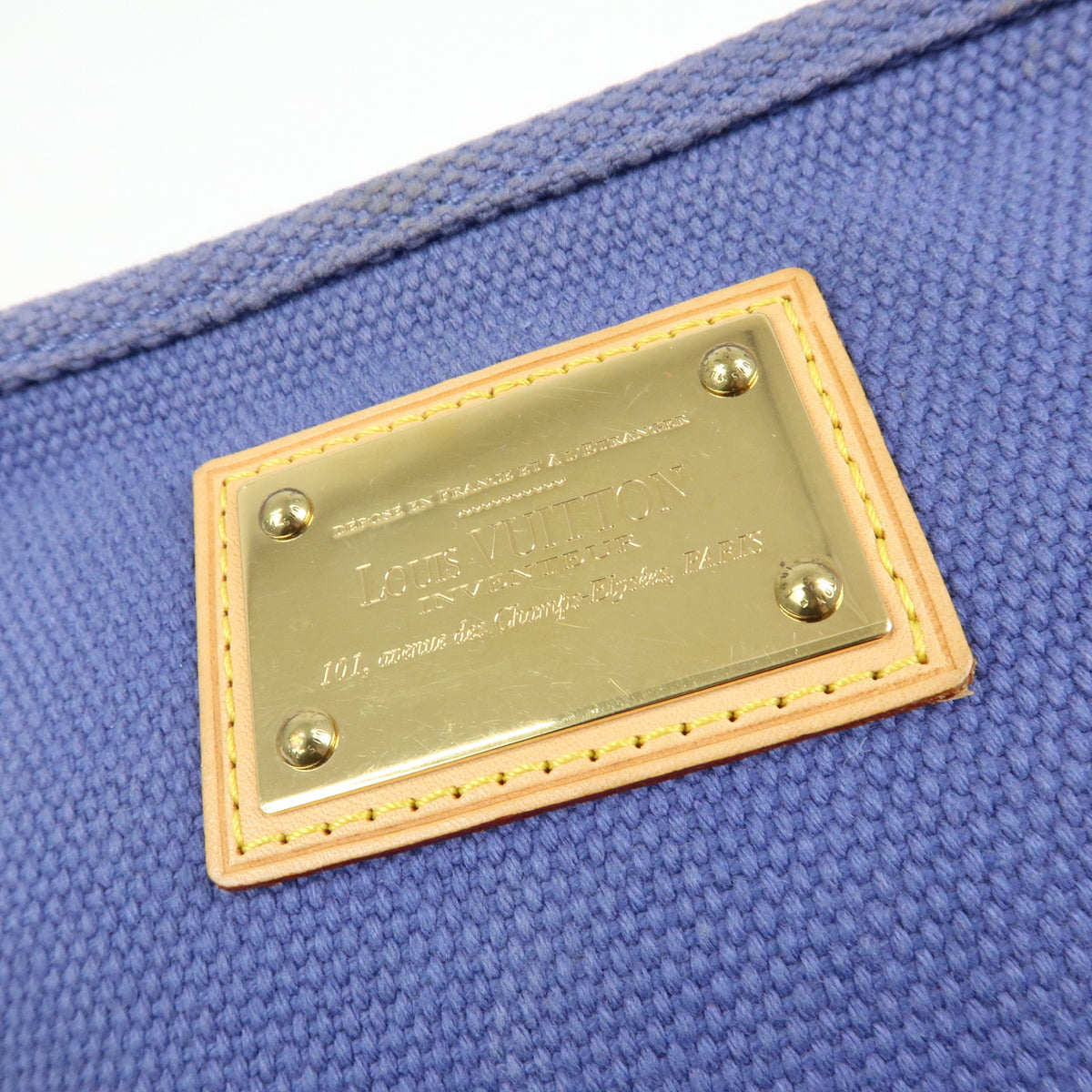 Louis Vuitton Antigua Canvas Leather Pochette Plate Pouch Blue M40070
