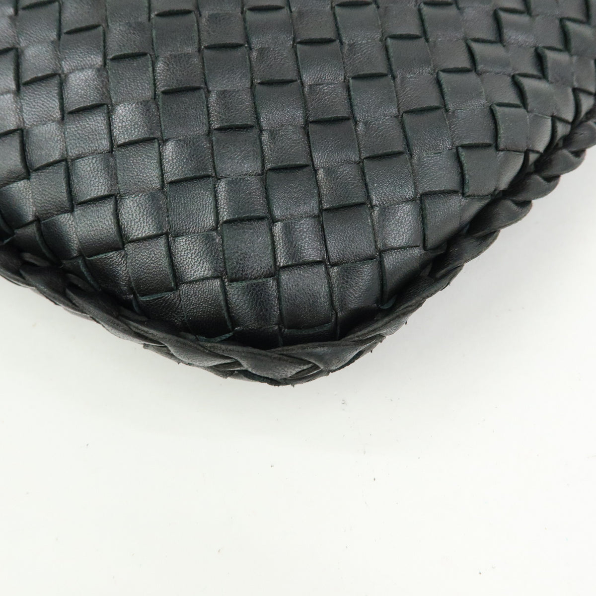 BOTTEGA VENETA Hobo Intrecciato Leather Shoulder Bag Black 115653